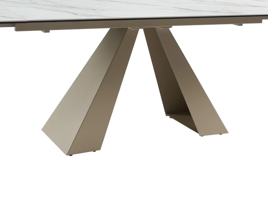 Table à Manger Extensible 6 à 10 Couverts En Céramique Et Métal - Effet Marbre Blanc Et Beige - LOZIPA De Pascal MORABITO 10 Table à Manger Extensible 6 à 10 Couverts En Céramique Et Métal - Effet Marbre Blanc Et Beige - LOZIPA De Pascal MORABITO – Image 8