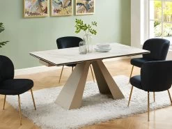 Table à Manger Extensible 6 à 10 Couverts En Céramique Et Métal - Effet Marbre Blanc Et Beige - LOZIPA De Pascal MORABITO 15 Table à Manger Extensible 6 à 10 Couverts En Céramique Et Métal - Effet Marbre Blanc Et Beige - LOZIPA De Pascal MORABITO -Magasin de meubles de restaurant table a manger 12496481