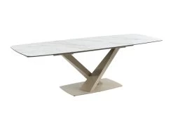 Table à Manger Extensible 6 à 10 Couverts En Céramique Et Métal - Effet Marbre Blanc Et Beige - MALATA De Pascal MORABITO 18 Table à Manger Extensible 6 à 10 Couverts En Céramique Et Métal - Effet Marbre Blanc Et Beige - MALATA De Pascal MORABITO -Magasin de meubles de restaurant table a manger 12508585