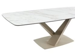 Table à Manger Extensible 6 à 10 Couverts En Céramique Et Métal - Effet Marbre Blanc Et Beige - MALATA De Pascal MORABITO 22 Table à Manger Extensible 6 à 10 Couverts En Céramique Et Métal - Effet Marbre Blanc Et Beige - MALATA De Pascal MORABITO -Magasin de meubles de restaurant table a manger 12508589