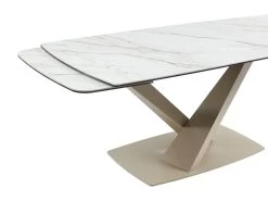 Table à Manger Extensible 6 à 10 Couverts En Céramique Et Métal - Effet Marbre Blanc Et Beige - MALATA De Pascal MORABITO 21 Table à Manger Extensible 6 à 10 Couverts En Céramique Et Métal - Effet Marbre Blanc Et Beige - MALATA De Pascal MORABITO -Magasin de meubles de restaurant table a manger 12508591