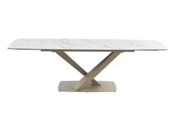 Table à Manger Extensible 6 à 10 Couverts En Céramique Et Métal - Effet Marbre Blanc Et Beige - MALATA De Pascal MORABITO 16 Table à Manger Extensible 6 à 10 Couverts En Céramique Et Métal - Effet Marbre Blanc Et Beige - MALATA De Pascal MORABITO -Magasin de meubles de restaurant table a manger 12508599