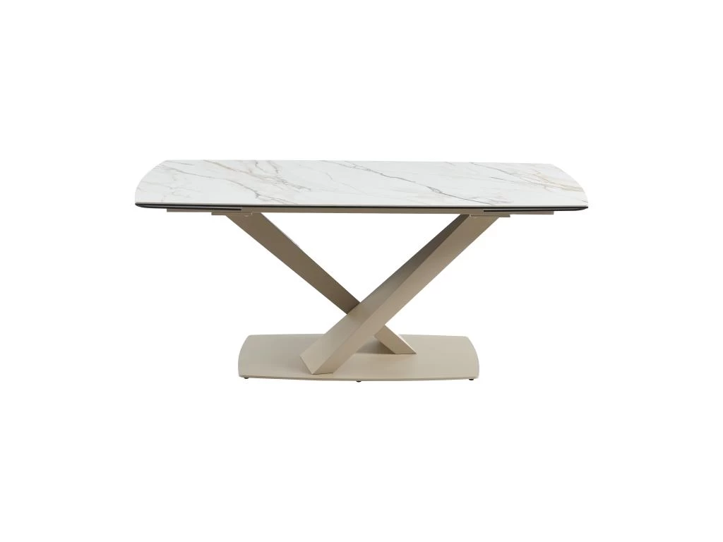 Table à Manger Extensible 6 à 10 Couverts En Céramique Et Métal - Effet Marbre Blanc Et Beige - MALATA De Pascal MORABITO 7 Table à Manger Extensible 6 à 10 Couverts En Céramique Et Métal - Effet Marbre Blanc Et Beige - MALATA De Pascal MORABITO – Image 5