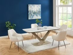 Table à Manger Extensible 6 à 10 Couverts En Céramique Et Métal - Effet Marbre Blanc Et Beige - MALATA De Pascal MORABITO 15 Table à Manger Extensible 6 à 10 Couverts En Céramique Et Métal - Effet Marbre Blanc Et Beige - MALATA De Pascal MORABITO -Magasin de meubles de restaurant table a manger 12508607