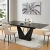 Table à Manger Extensible 6 à 8 Couverts En Céramique Et Métal - Gris Anthracite Et Noir - OLETIA De Pascal MORABITO -Magasin de meubles de restaurant table a manger 12510035