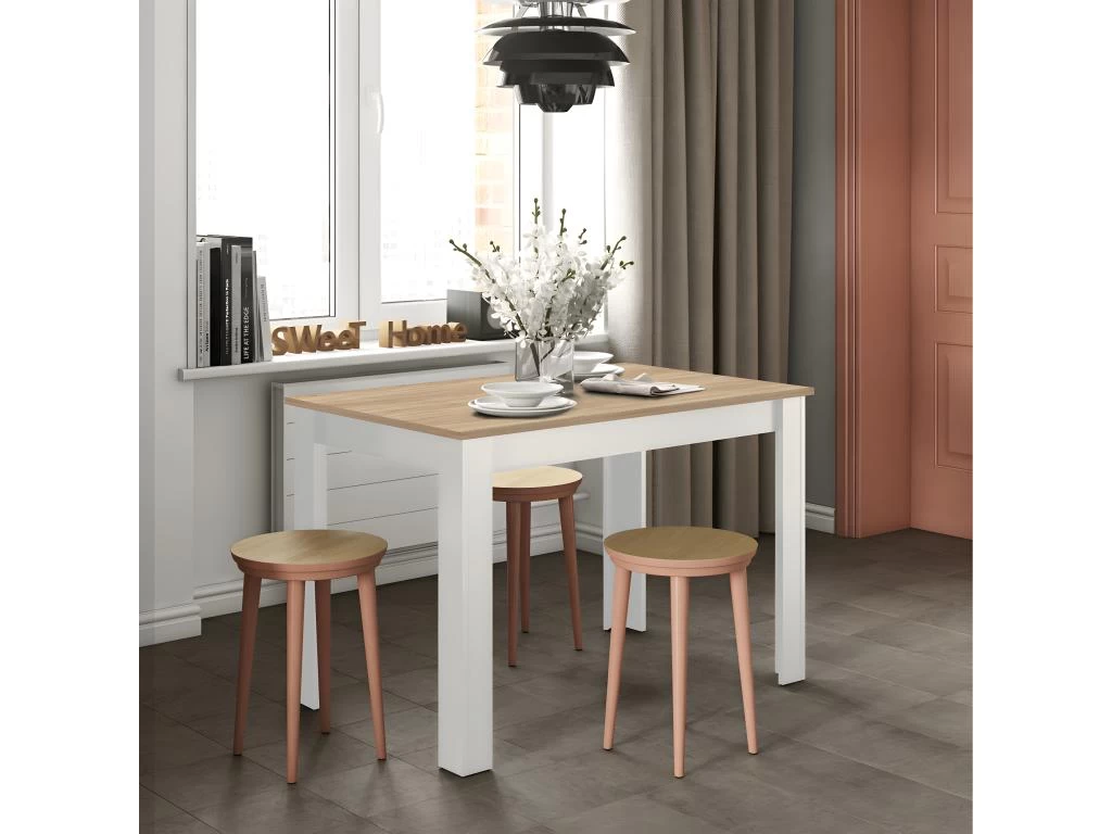 Table à Manger NICE - Blanc Et Chêne Naturel - SYMBIOSIS 4 Table à Manger NICE - Blanc Et Chêne Naturel - SYMBIOSIS – Image 2