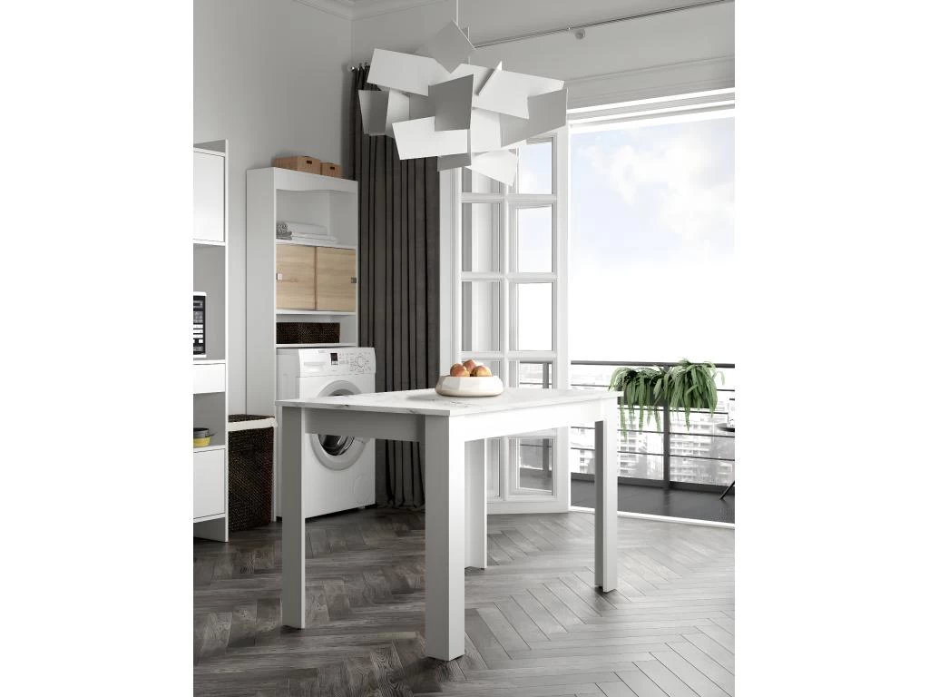 Table à Manger NICE - Blanc Et Marbre - SYMBIOSIS 4 Table à Manger NICE - Blanc Et Marbre - SYMBIOSIS – Image 2