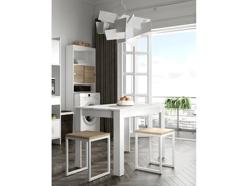 Table à Manger NICE - Blanc Et Marbre - SYMBIOSIS 7 Table à Manger NICE - Blanc Et Marbre - SYMBIOSIS – Image 5