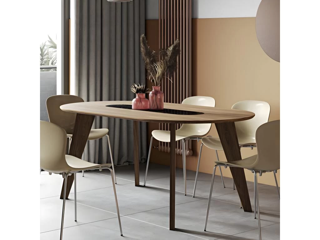 Table à Manger En Marbre LAGO - Noyer Et Marbre Blanc - TEMAHOME 4 Table à Manger En Marbre LAGO - Noyer Et Marbre Blanc - TEMAHOME – Image 2