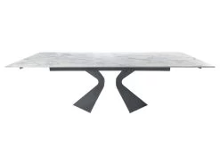 Table Extensible 160/240 Cm Céramique Marbré Pieds évasés Gris - DAFFY -Magasin de meubles de restaurant table a manger 12545169