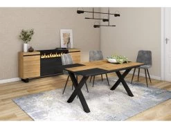 Table à Manger, 8 Personnes, 170, Robuste,stable, Structure Et Pieds Solides, Chêne/noir 9 Table à Manger, 8 Personnes, 170, Robuste,stable, Structure Et Pieds Solides, Chêne/noir -Magasin de meubles de restaurant table a manger 12578261