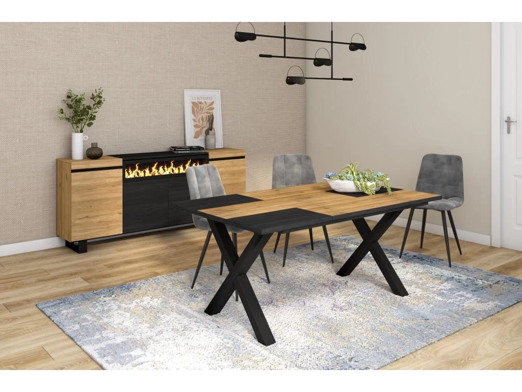 Table à Manger, 8 Personnes, 170, Robuste,stable, Structure Et Pieds Solides, Chêne/noir 5 Table à Manger, 8 Personnes, 170, Robuste,stable, Structure Et Pieds Solides, Chêne/noir – Image 3