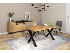 Table à Manger, 8 Personnes, 170, Robuste Et Stable, Structure Et Pieds Solides, Chêne -Magasin de meubles de restaurant table a manger 12578291