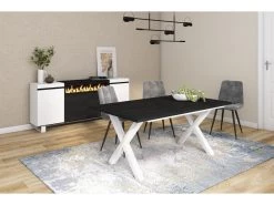 Table à Manger, 8 Personnes, 170, Robuste Et Stable, Structure Et Pieds Solides, Noir -Magasin de meubles de restaurant table a manger 12578857