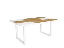 Table à Manger, 8 Personnes, 170, Robust, Structure Stable, Pieds Solides, Chêne Et Blanc