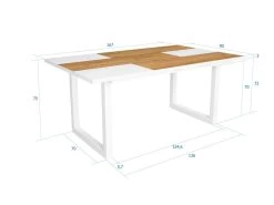 Table à Manger, 8 Personnes, 170, Robust, Structure Stable, Pieds Solides, Chêne Et Blanc 10 Table à Manger, 8 Personnes, 170, Robust, Structure Stable, Pieds Solides, Chêne Et Blanc -Magasin de meubles de restaurant table a manger 12578869