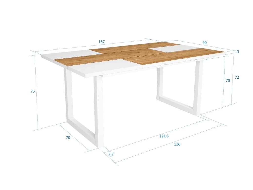 Table à Manger, 8 Personnes, 170, Robust, Structure Stable, Pieds Solides, Chêne Et Blanc 6 Table à Manger, 8 Personnes, 170, Robust, Structure Stable, Pieds Solides, Chêne Et Blanc – Image 4