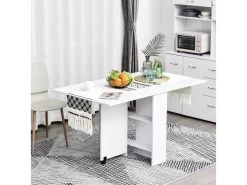 HOMCOM Table De Cuisine Salle A Manger Pliable Amovible Tres Pratique En Panneaux De Particules