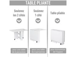 HOMCOM Table De Cuisine Salle A Manger Pliable Amovible Tres Pratique En Panneaux De Particules -Magasin de meubles de restaurant table a manger 12619739