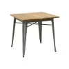 Table Carrée Industrielle En Métal Et Bois D'orme Huilé