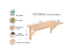 Table Murale En Pin Massif Kit Line -Magasin de meubles de restaurant table a manger 12806405