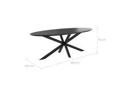 Table Ovale Sparo 8 Personnes En Bois De Teck Recyclé Noir 220 Cm -Magasin de meubles de restaurant table a manger 13009479