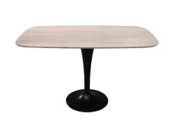 Table Ovale Chêne Massif Blanchi Sur Pied Tulipe - 130L X 80P -Magasin de meubles de restaurant table a manger 13016599