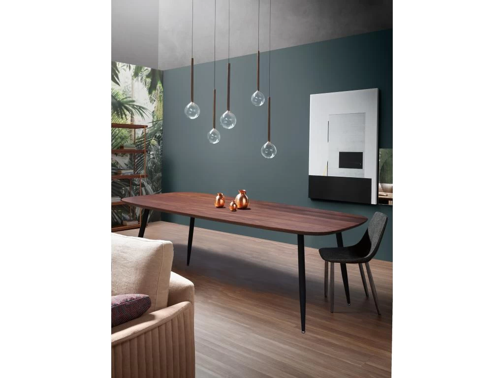 Table De Repas Noyer Massif Et Métal - 200L X 100P 3 Table De Repas Noyer Massif Et Métal - 200L X 100P