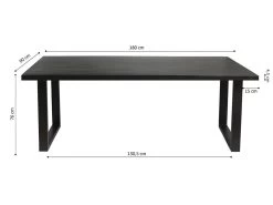 Table à Manger Design Bois Massif NIKO - Table Rectangulaire Noir 200x100 -Magasin de meubles de restaurant table a manger 13160069
