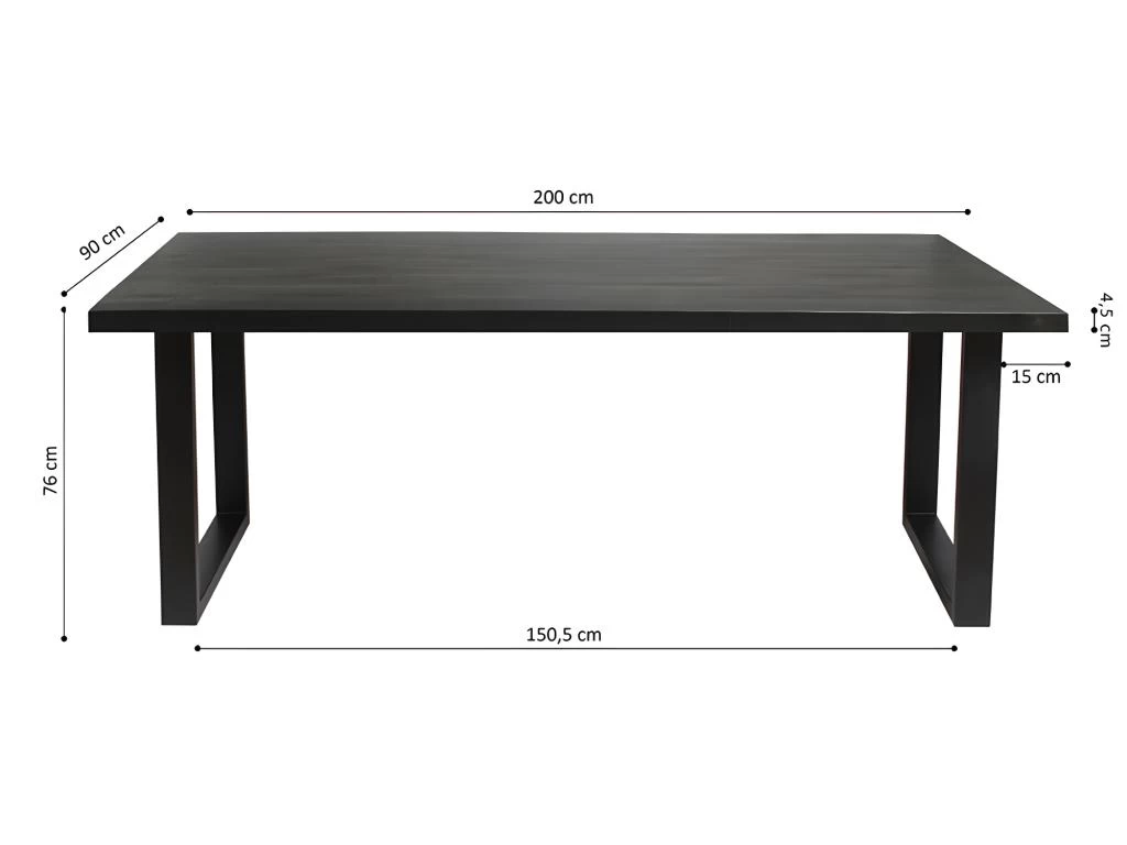 Table à Manger Design Bois Massif NIKO - Table Rectangulaire Noir 180x90 7 Table à Manger Design Bois Massif NIKO - Table Rectangulaire Noir 180x90 – Image 5
