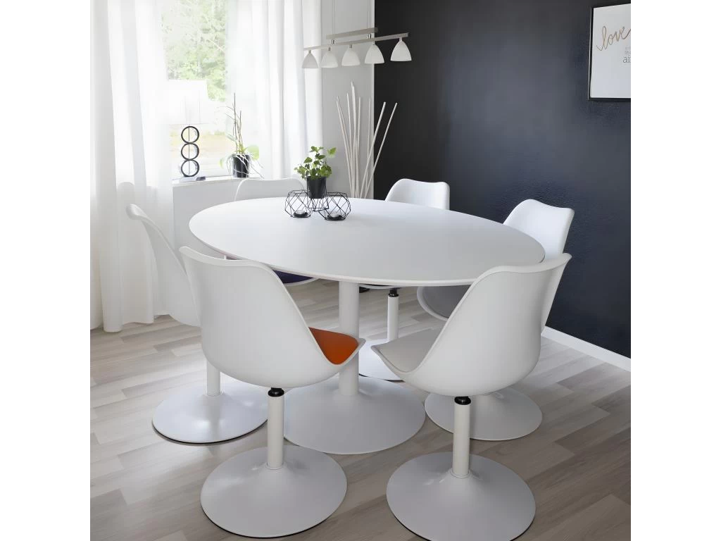 Taco Elipse - Table à Manger En Bois 160x110 - Couleur - Blanc 4 Taco Elipse - Table à Manger En Bois 160x110 - Couleur - Blanc – Image 2