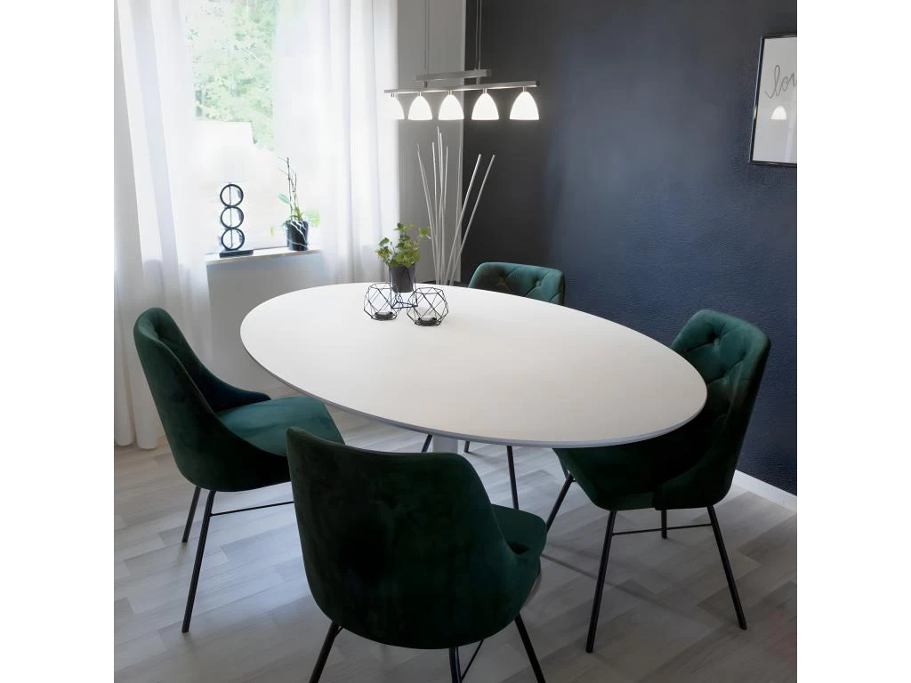 Taco Elipse - Table à Manger En Bois 160x110 - Couleur - Blanc 7 Taco Elipse - Table à Manger En Bois 160x110 - Couleur - Blanc – Image 5