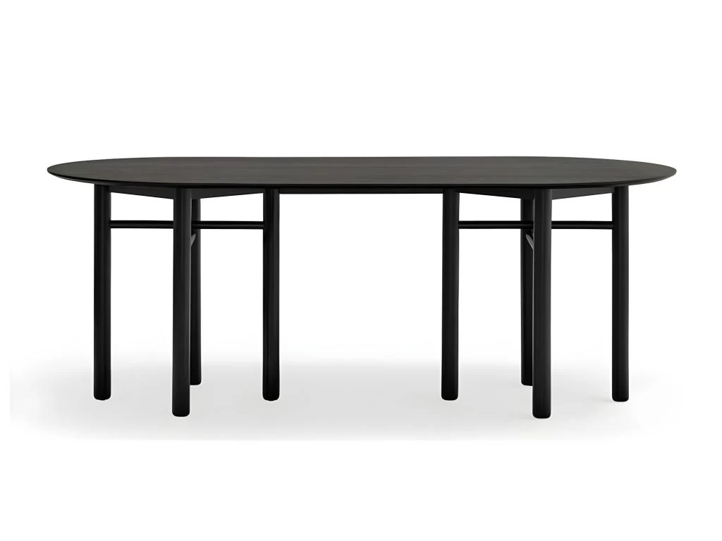 Junco - Table à Manger Ovale En Bois 200x100cm - Couleur - Noir 3 Junco - Table à Manger Ovale En Bois 200x100cm - Couleur - Noir
