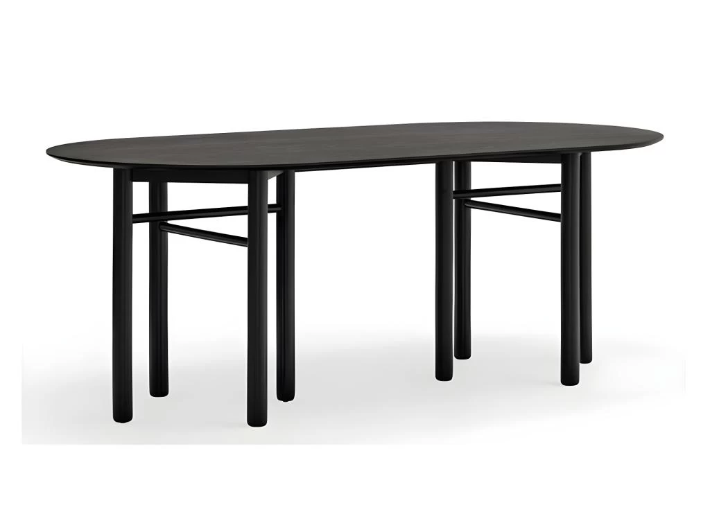 Junco - Table à Manger Ovale En Bois 200x100cm - Couleur - Noir 5 Junco - Table à Manger Ovale En Bois 200x100cm - Couleur - Noir – Image 3