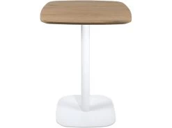 Table Bistrot Design Plateau Carré Pied Fixe SILA (Blanc & Chêne)