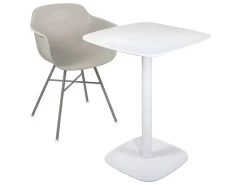 Table Bistrot Design Plateau Carré Pied Fixe SILA (Blanc) -Magasin de meubles de restaurant table a manger 13435835