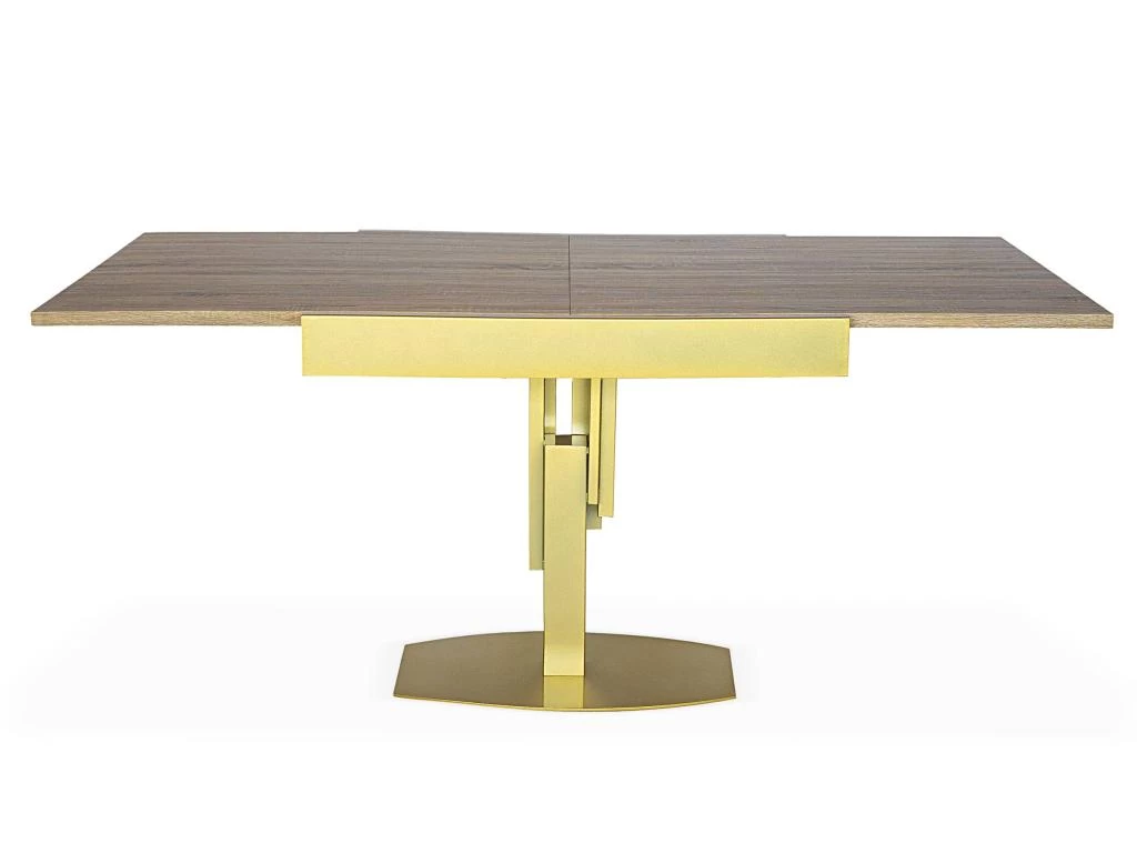 Table Design Carrée Extensible 180cm Mealane Pied Central Or Et Bois Sonoma 4 Table Design Carrée Extensible 180cm Mealane Pied Central Or Et Bois Sonoma – Image 2