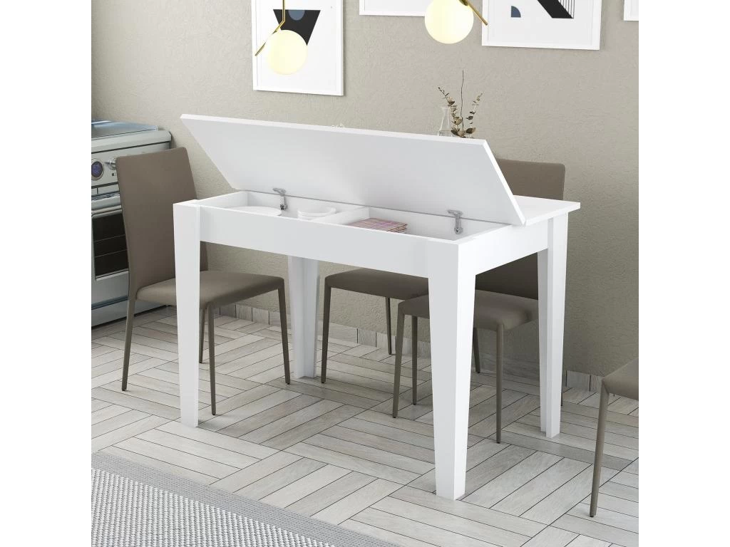 Table De Cuisine, 100% Aggloméré Plaqué Mélamine, Couleur Blanche 110x75x72 5 Table De Cuisine, 100% Aggloméré Plaqué Mélamine, Couleur Blanche 110x75x72 – Image 3