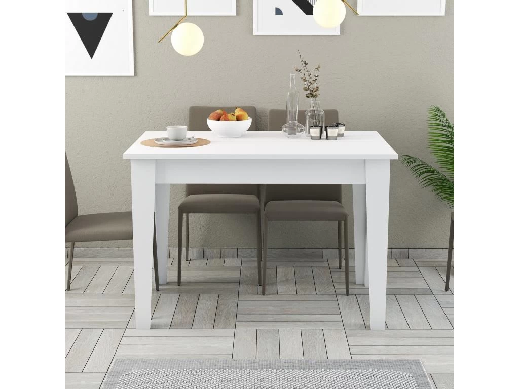 Table De Cuisine, 100% Aggloméré Plaqué Mélamine, Couleur Blanche 110x75x72 6 Table De Cuisine, 100% Aggloméré Plaqué Mélamine, Couleur Blanche 110x75x72 – Image 4