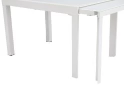 Table à Manger Extensible 4 à 14 Couverts En Verre Trempé Et Métal - Blanc - CHELDY -Magasin de meubles de restaurant table a manger 14290807