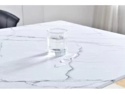 URBAN MEUBLE Table De Salle à Manger Rectangulaire Imitation Marbre Pieds Noir Et Doré 110*70*75CM -Magasin de meubles de restaurant table a manger 14504299