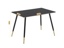 URBAN MEUBLE Table De Salle à Manger Rectangulaire Rétro Chic Noir Piedment Doré 110*70*75CM -Magasin de meubles de restaurant table a manger 14504313