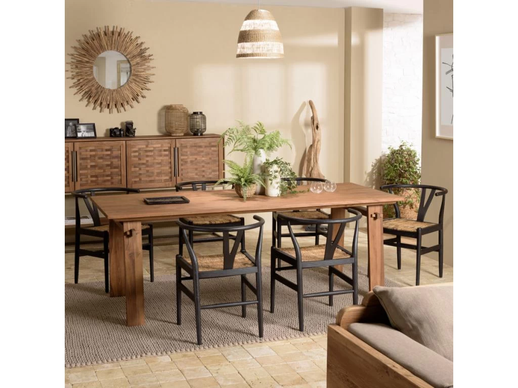 ALIDA - Table à Manger Rectangulaire 220x90cm En Bois De Teck Recyclé 3 ALIDA - Table à Manger Rectangulaire 220x90cm En Bois De Teck Recyclé