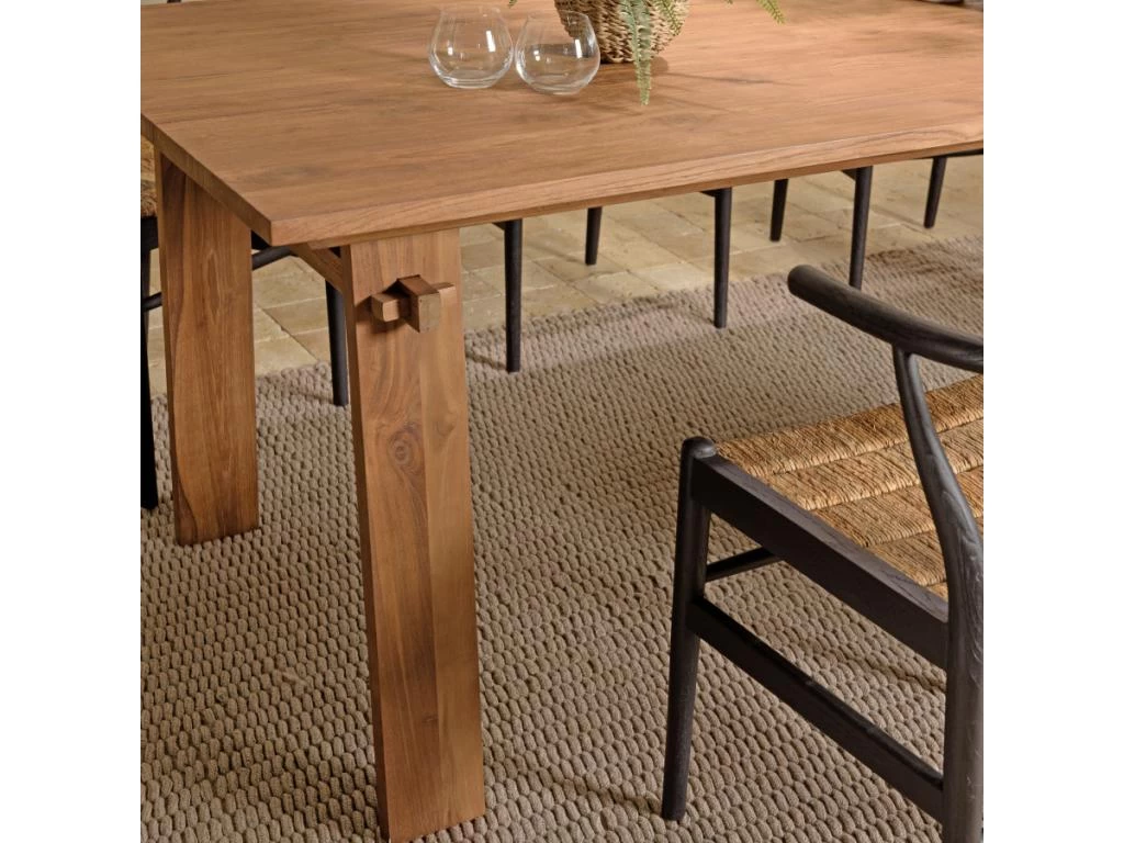 ALIDA - Table à Manger Rectangulaire 220x90cm En Bois De Teck Recyclé 5 ALIDA - Table à Manger Rectangulaire 220x90cm En Bois De Teck Recyclé – Image 3