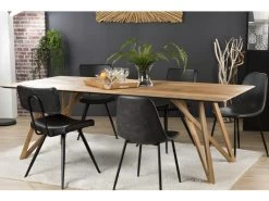 MADISON - Table à Manger Rectangulaire 220x100cm Bois Teck Recyclé Pieds Croisés Teck -Magasin de meubles de restaurant table a manger 14657077