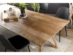 MADISON - Table à Manger Rectangulaire 220x100cm Bois Teck Recyclé Pieds Croisés Teck -Magasin de meubles de restaurant table a manger 14657081
