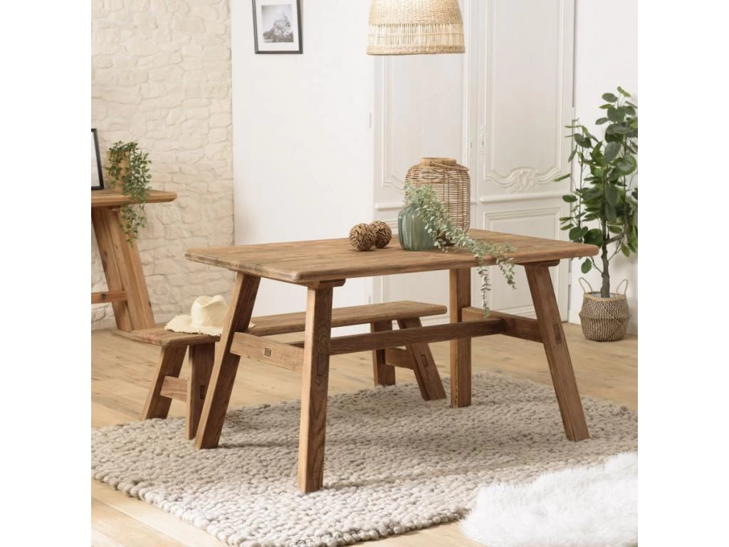 ANDRIAN - Table à Manger 140x75cm Bois Pin Recyclé 3 ANDRIAN - Table à Manger 140x75cm Bois Pin Recyclé