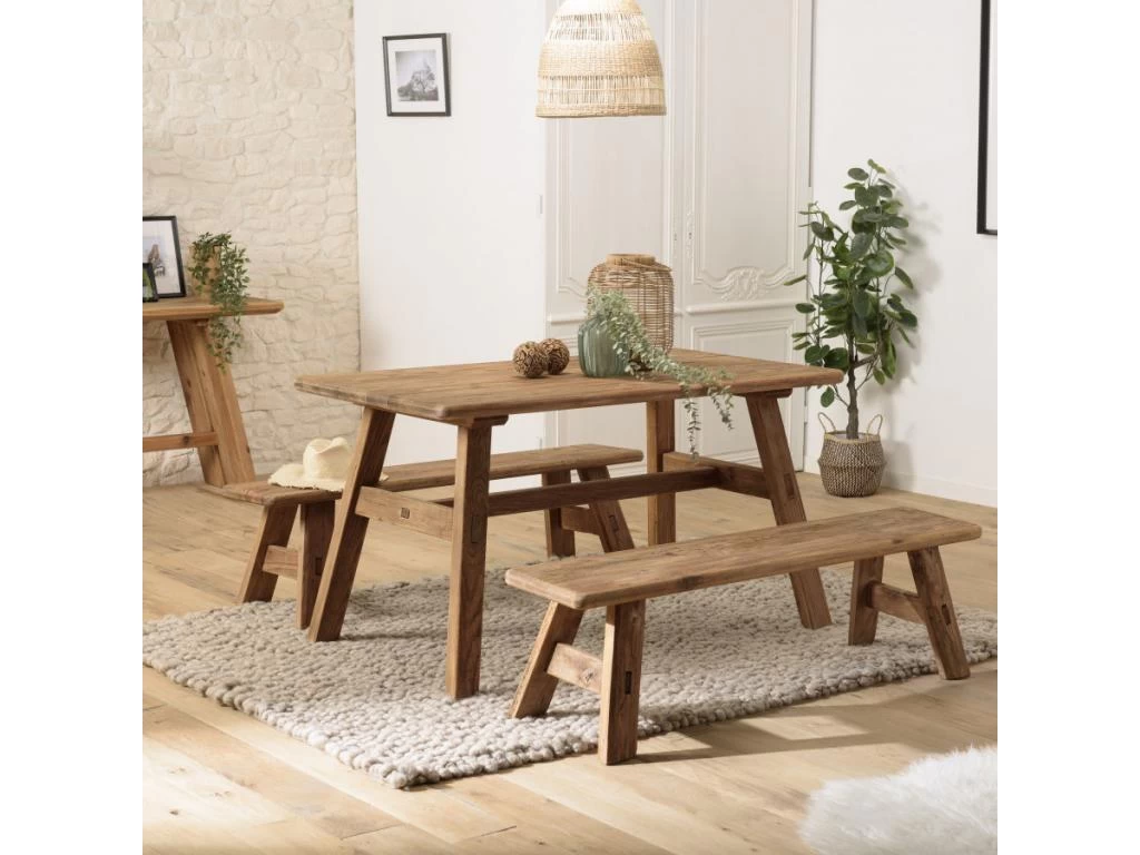 ANDRIAN - Table à Manger 140x75cm Bois Pin Recyclé 5 ANDRIAN - Table à Manger 140x75cm Bois Pin Recyclé – Image 3