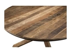ALIDA - Table à Manger Ronde Marron 130x130cm Pieds Croisés Teck Recyclé Acacia Mahogany Recyclé -Magasin de meubles de restaurant table a manger 14657157