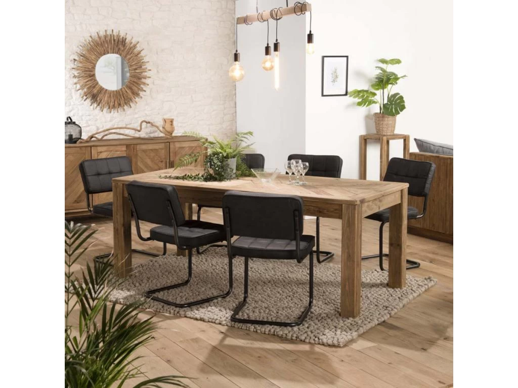 ANDRIAN - Table à Manger Rectangulaire Marron 200x90cm Bois Pin Recyclé 3 ANDRIAN - Table à Manger Rectangulaire Marron 200x90cm Bois Pin Recyclé